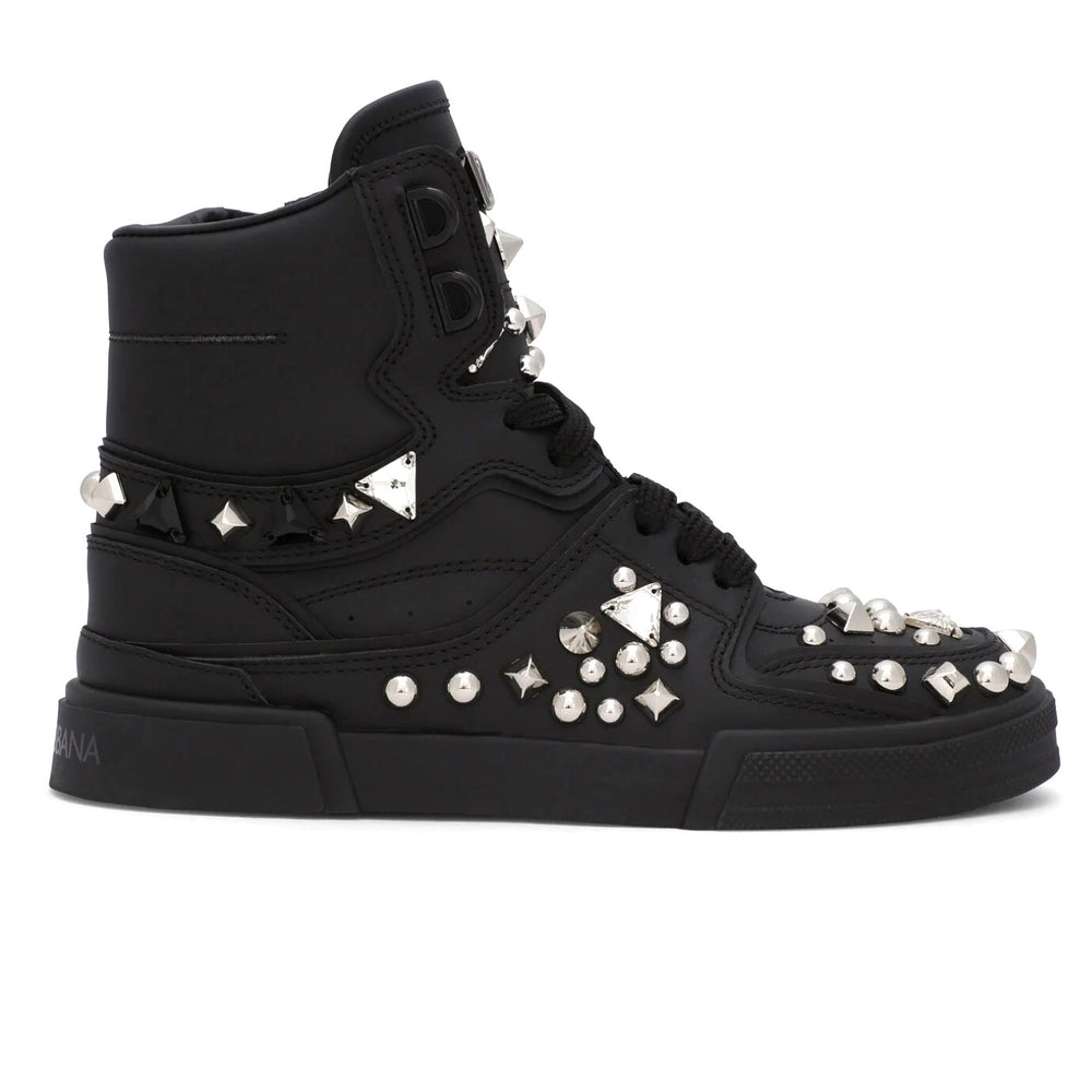 logo studded high-top mini-me sneakers in black