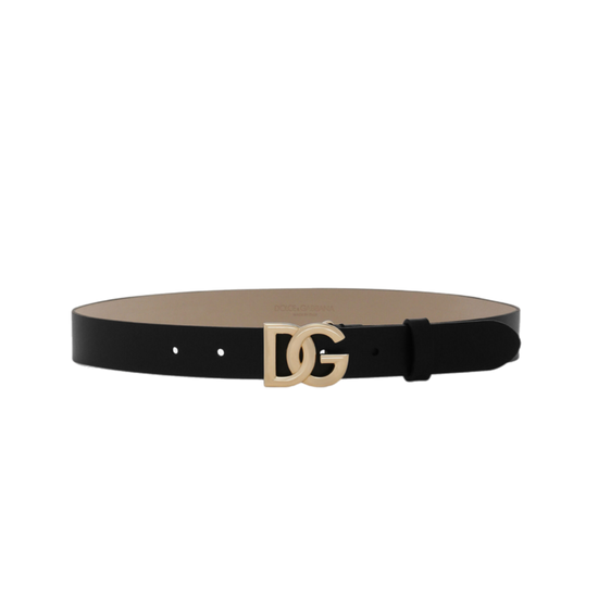 DG LOGO LEATHER BELT IN BLACK