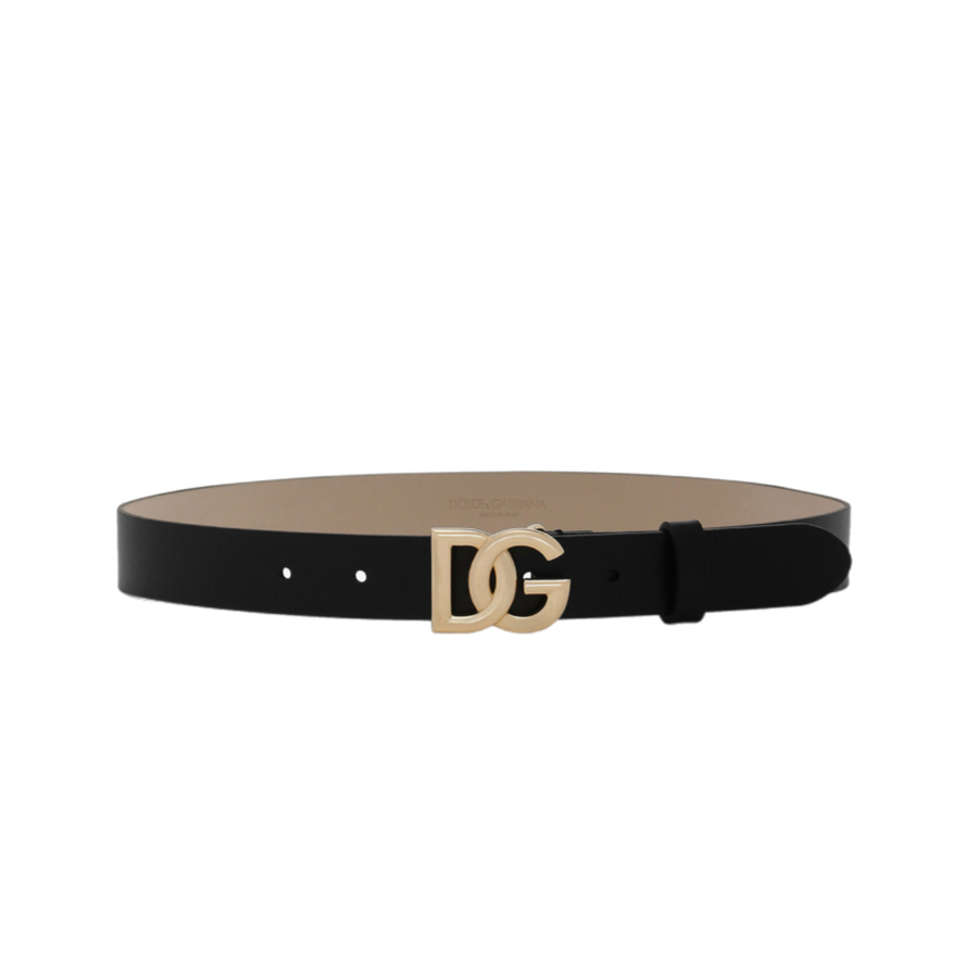 DG LOGO LEATHER BELT IN BLACK