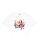 WHITE FLORAL-PRINT SHORT-SLEEVE JERSEY T-SHIRT