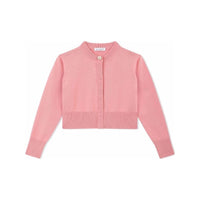 ROUND-NECK COTTON CARDIGAN IN PINK