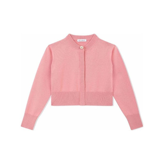 ROUND-NECK COTTON CARDIGAN IN PINK