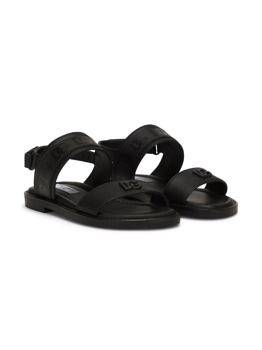LOGO TOUCH-STRAP SANDALS IN BLACK