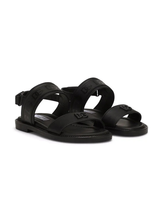 LOGO TOUCH-STRAP SANDALS IN BLACK
