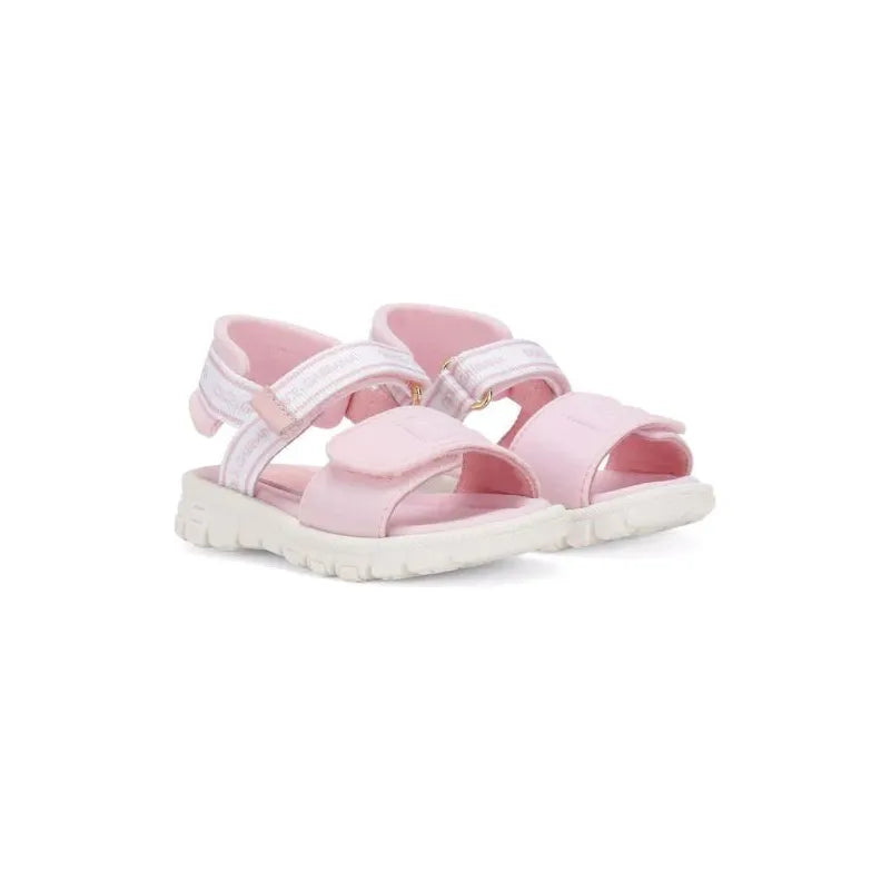 PINK EMBROIDERED-LOGO SANDALS