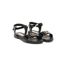 black crystal-embellished logo sandals