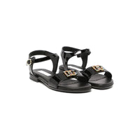 black crystal-embellished logo sandals