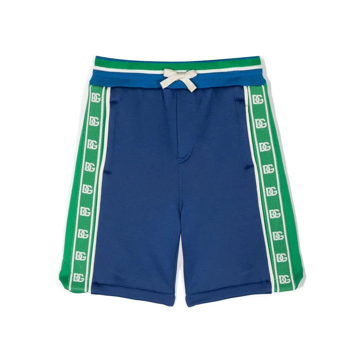 blue logo-print bermudas