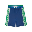 blue logo-print bermudas