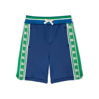 blue logo-print bermudas