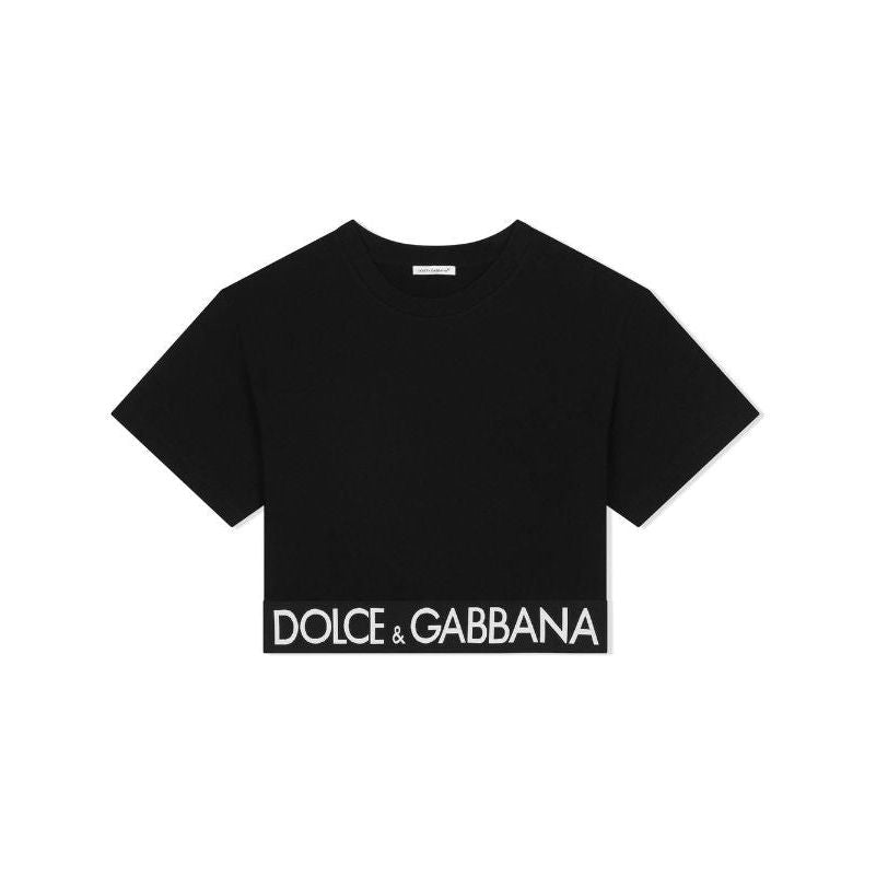 black crop-top with logo