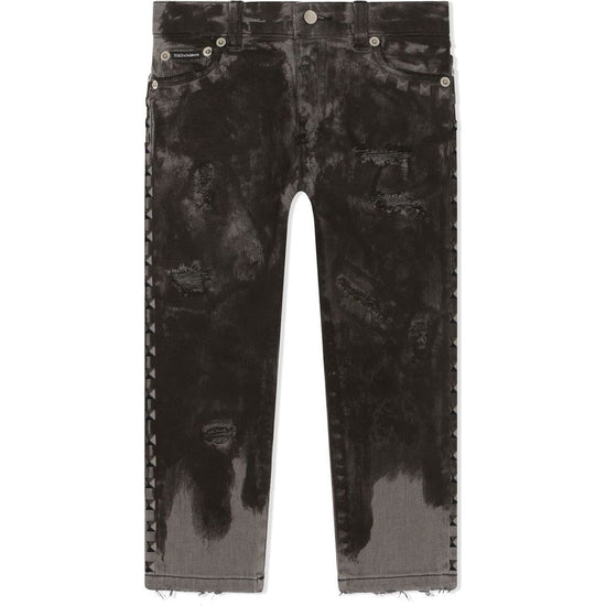 STUDDED DISTRESSED JEANS