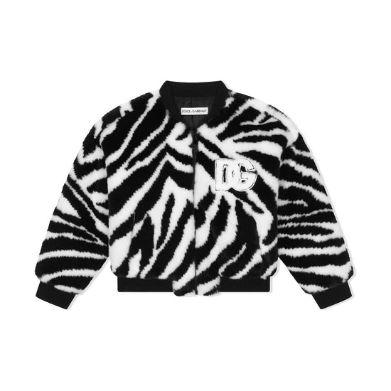 ZEBRA FAUX-FUR BOMBER