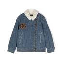 denim jacket with leopard patch