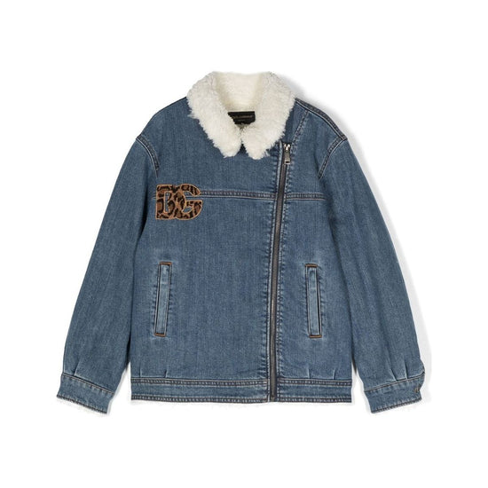 DENIM JACKET WITH LEOPARD PATCH