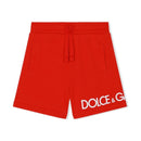 red logo-print shorts