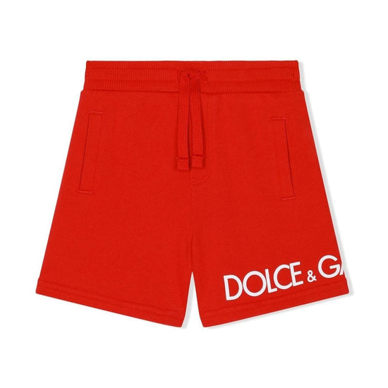 RED LOGO-PRINT SHORTS