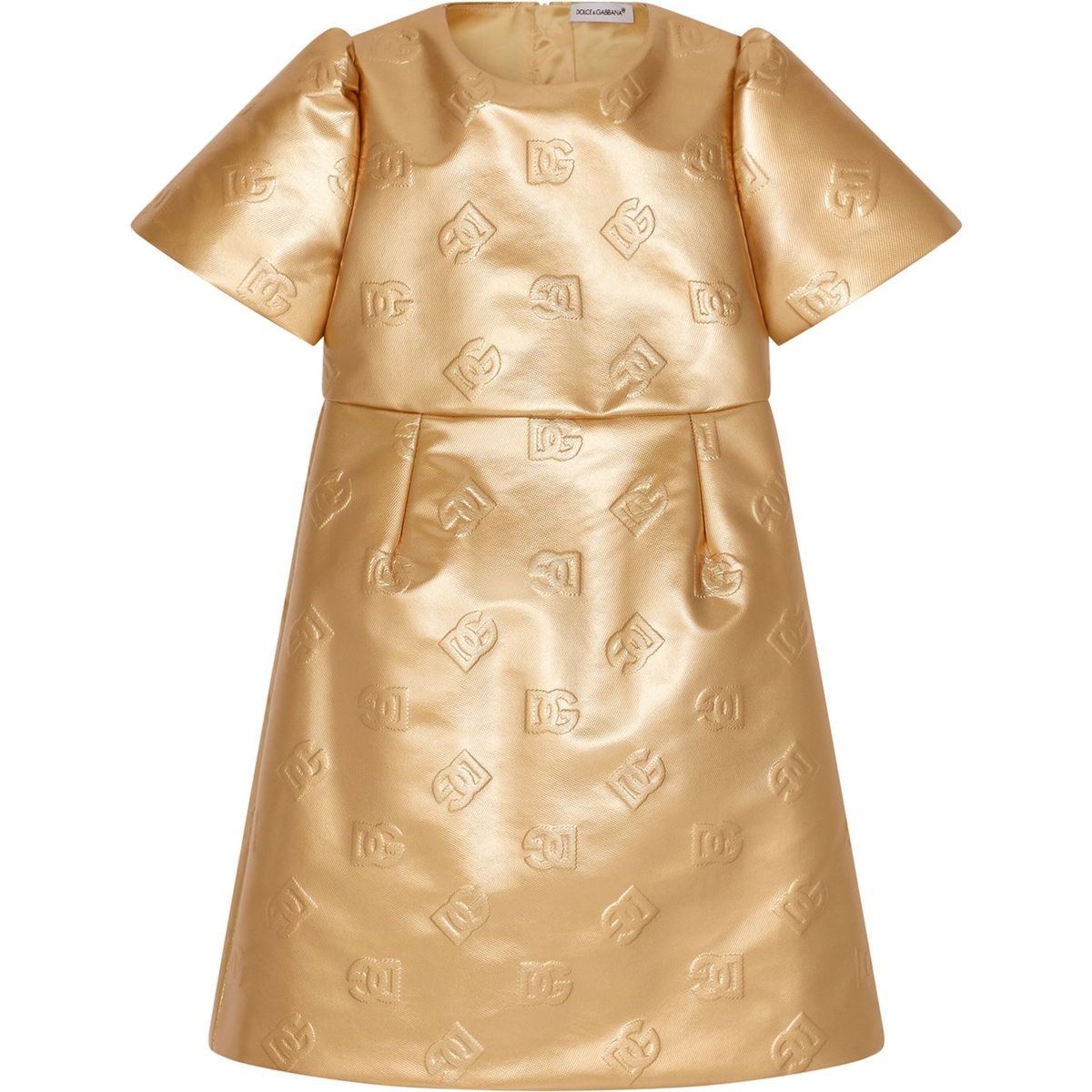 short sleeves dress in gold
