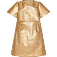 short sleeves dress in gold