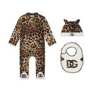 three-piece leopard-print baby set