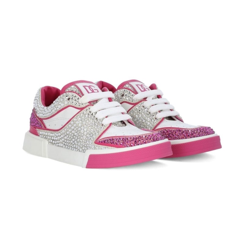 pink&white low-top sneakers