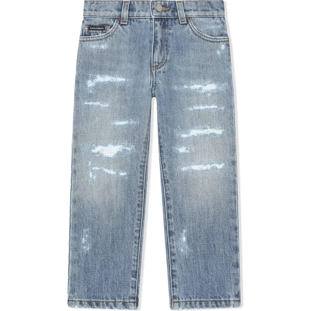 distressed straight-leg jeans