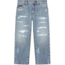 distressed straight-leg jeans