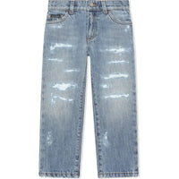 distressed straight-leg jeans