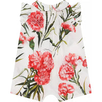 floral-print romper in white