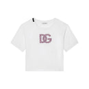 white t-shirt with crystal-embellished logo