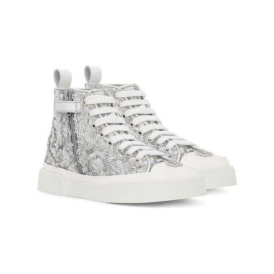 HIGH LACE SNEAKER IN SILVER