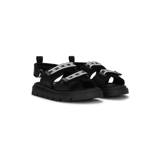 BLACK LOGO SANDALS