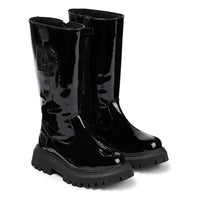 black patent-leather boots