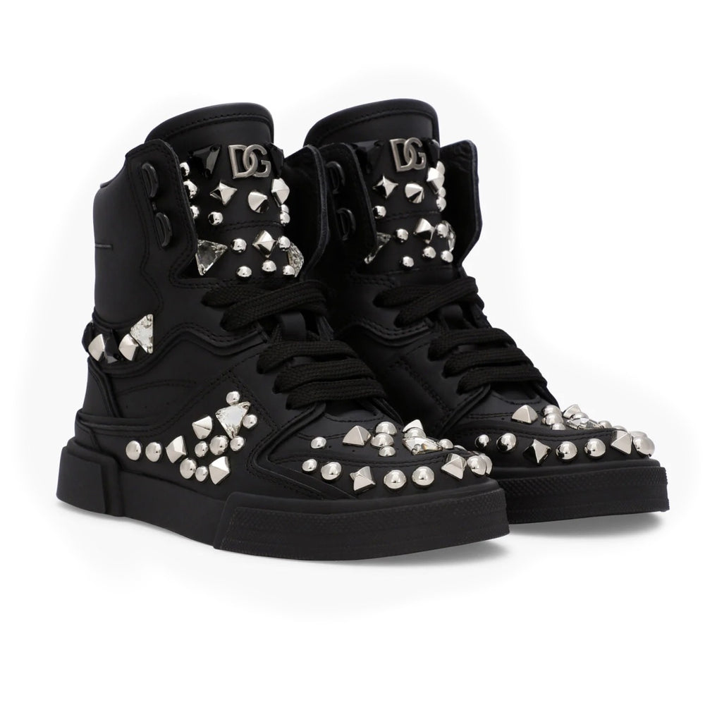 logo studded high-top mini-me sneakers in black