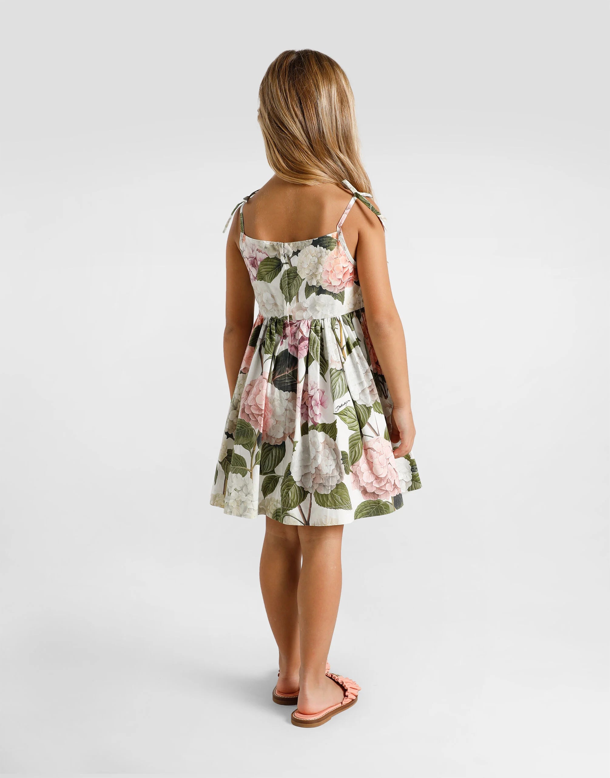 SLEEVELESS DRESS IN HYDRANGEA PRINT