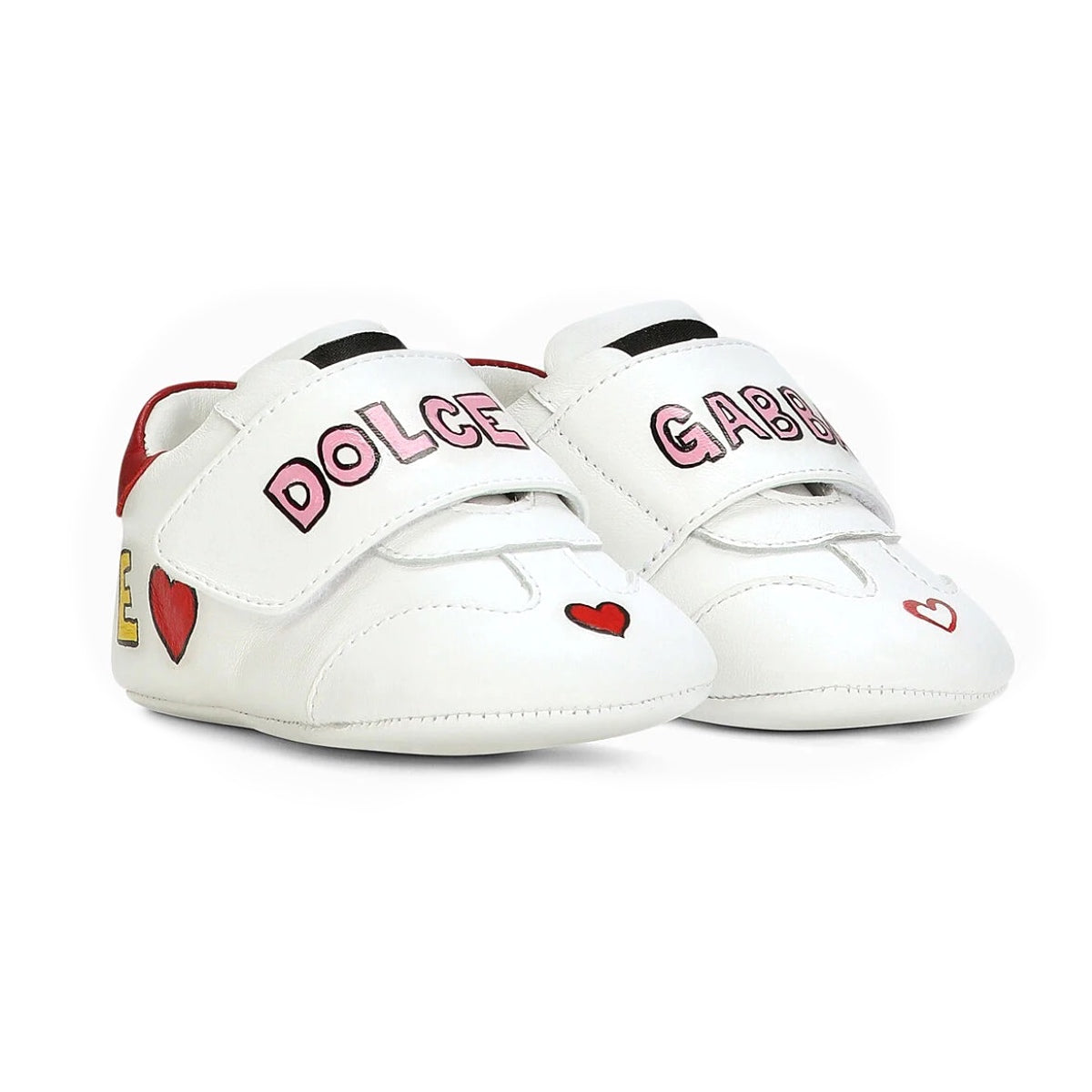 PRINTED LEATHER PRE-WALKERS IN WHITE