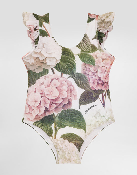 ONE-PIECE SWIMSUIT IN HYDRANGEA PRINT