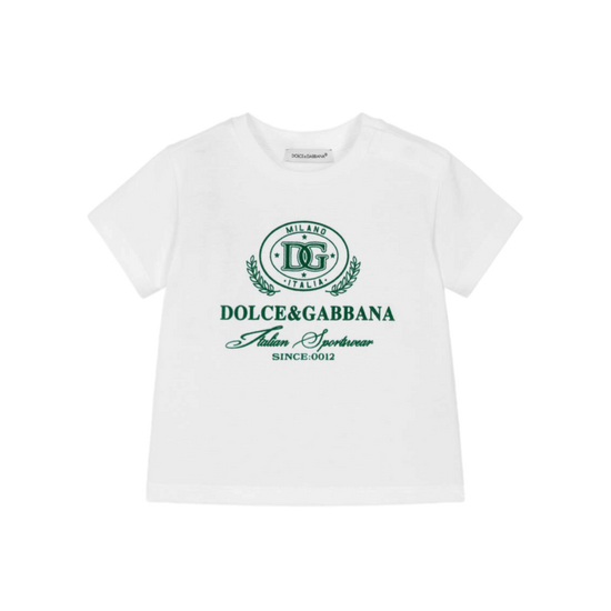WHITE T-SHIRT WITH GREEN DG LOGO