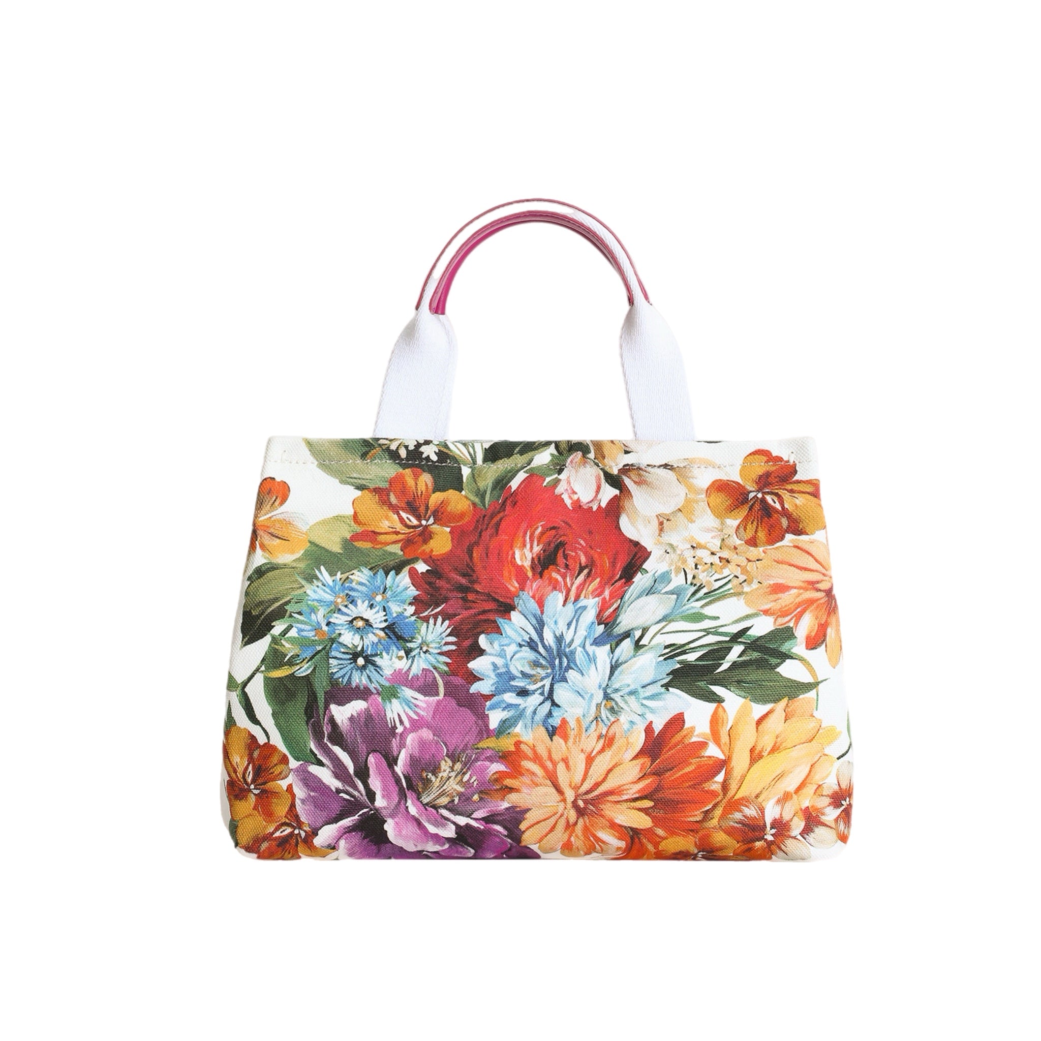 FLORAL-PRINT CANVAS HANDBAG