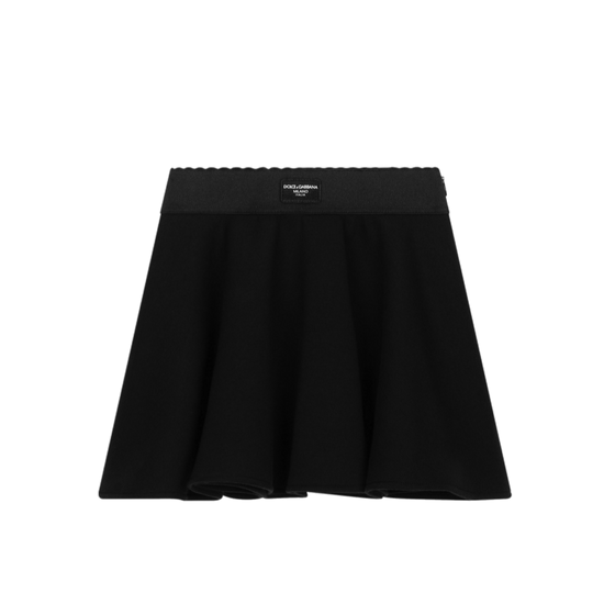 BLACK JERSEY SKIRT WITH AN ELASTIC WAISTBAND