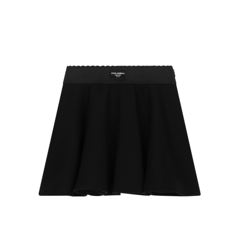 BLACK JERSEY SKIRT WITH AN ELASTIC WAISTBAND