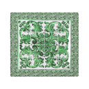 COTTON BLANKET WITH GREEN MAJOLICA PRINT