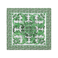 COTTON BLANKET WITH GREEN MAJOLICA PRINT