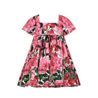 COTTON PINK DRESS WITH ROSE PRINT