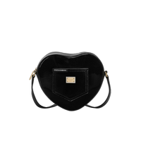 LACQUERED LEATHER SHOULDER BAG IN BLACK