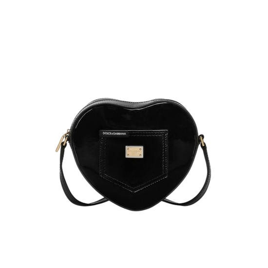 LACQUERED LEATHER SHOULDER BAG IN BLACK