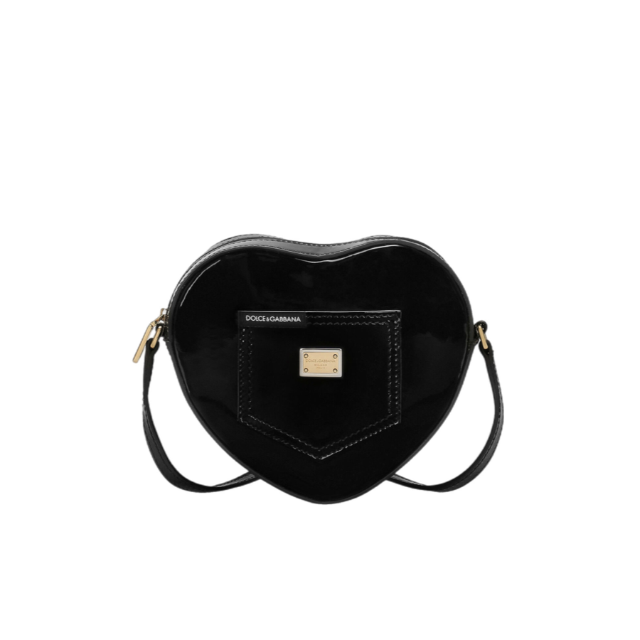 LACQUERED LEATHER SHOULDER BAG IN BLACK