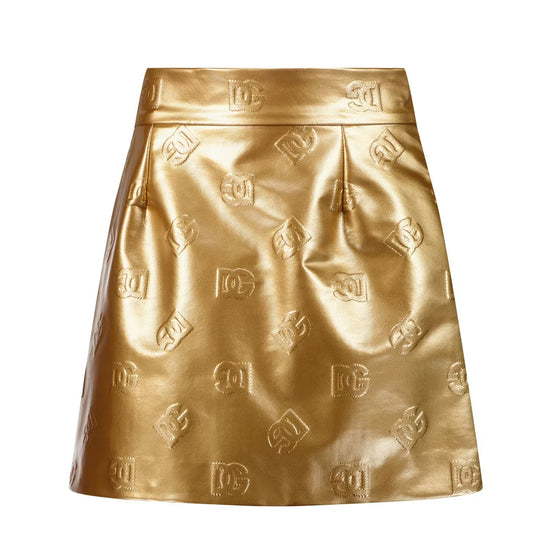 GOLD-LOGO PRINTED SKIRT