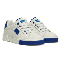low-top sneakers in white&blue