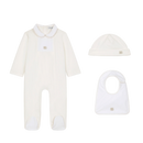 THREE PIECES BABY SET WITH DG LOGO IN GOLD